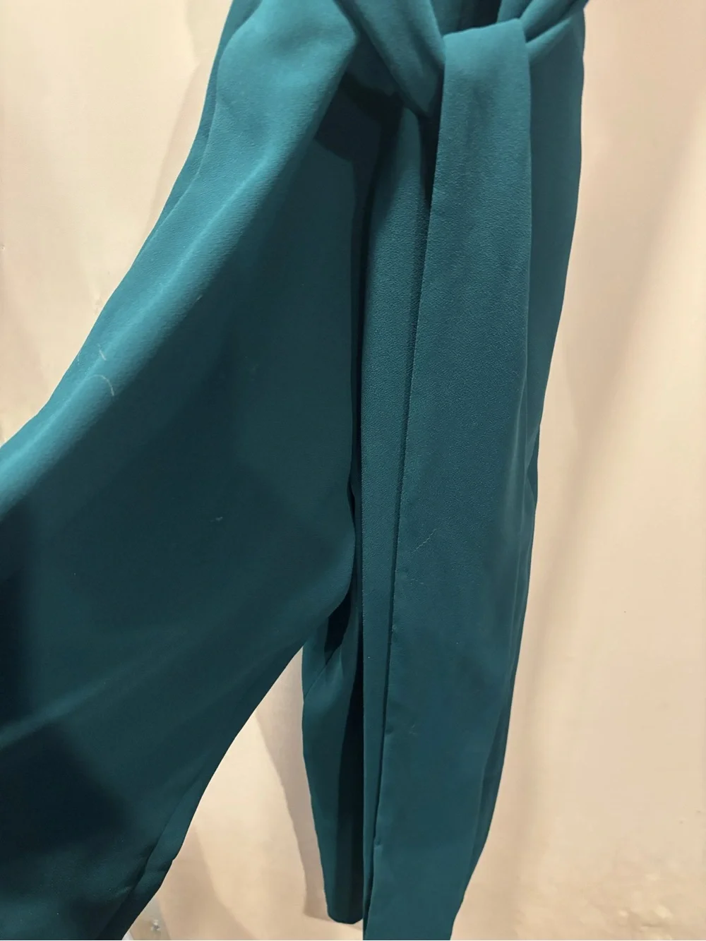 J.Crew Ruffle Sleeve Jumpsuit 365 Crepe Green Teal Wide Leg Size 0